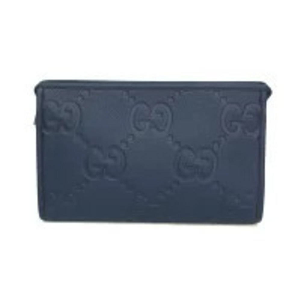 Gucci Jumbo GG Leather Clutch Bag Blue